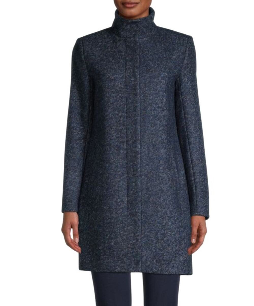Theory Blue Layti Wool Blend Coat